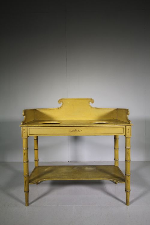 English Antique Simulated Bamboo Washstand in Period Paint
