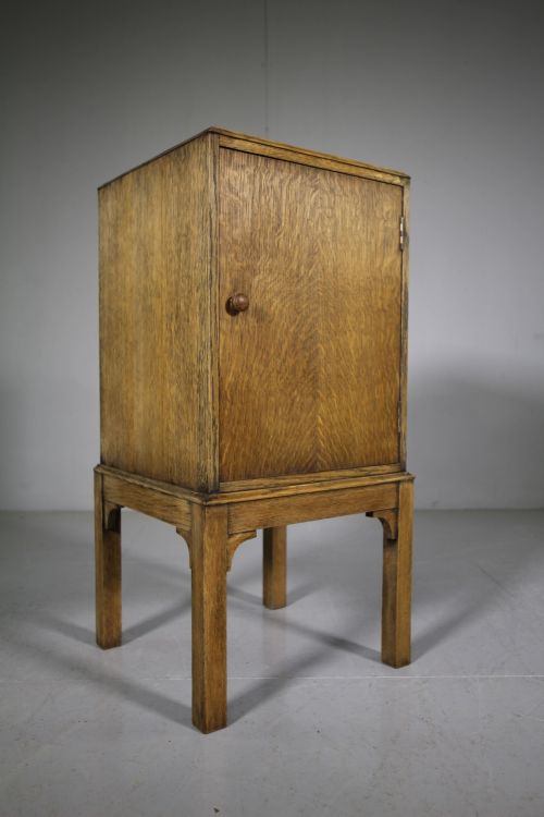 1930'S Heals Oak Bedside Cabinet - Labeled