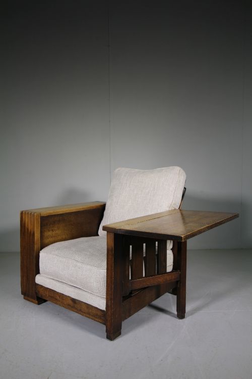 1920'S Heals of London Oak Reading Armchair