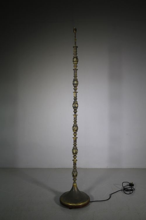Edwardian Extendable Antique Brass Standard Lamp -Rewired