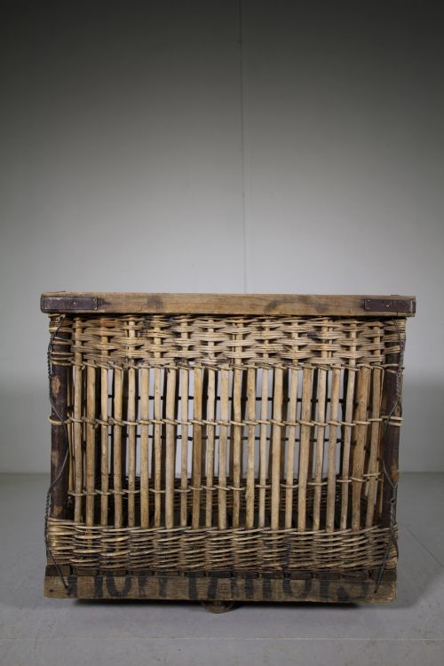 Edwardian Antique Willow Trolley on Wheels
