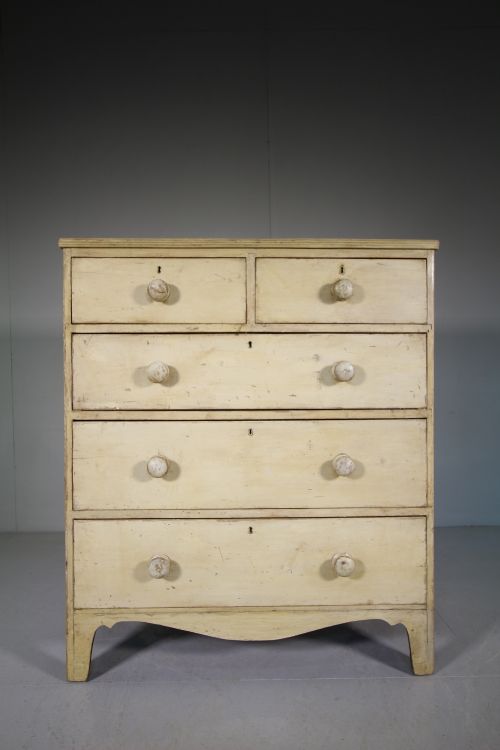 English Original Painted Pine Antique Chest of Drawers