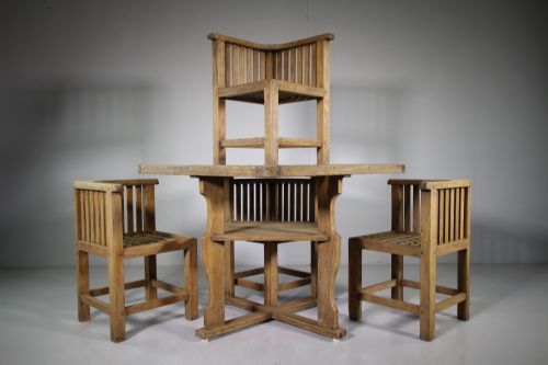 1930'S Heals Teak Garden Dining Table & Four Chairs