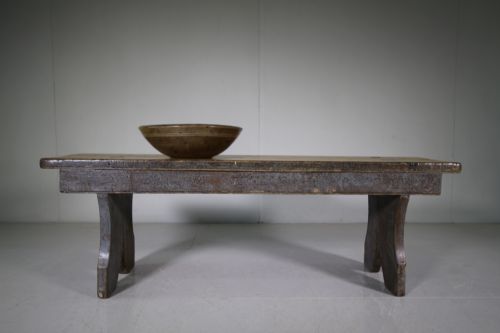 19th Century Antique Pine Bench in Original Paint