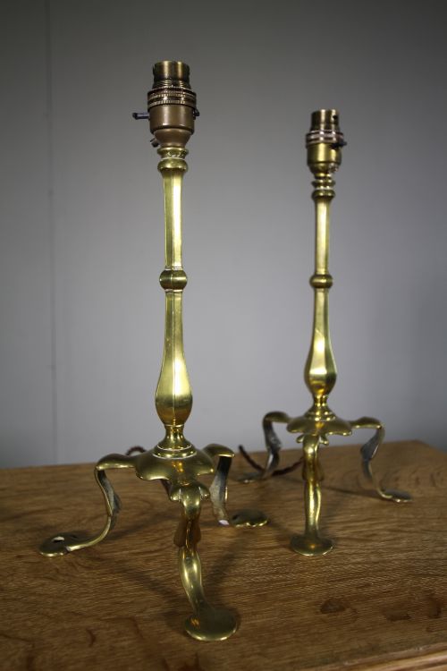 Pair of Edwardian Antique Brass Pullman Table Lamps
