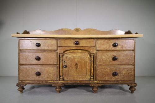 English Antique Original Painted Pine Dresser Base