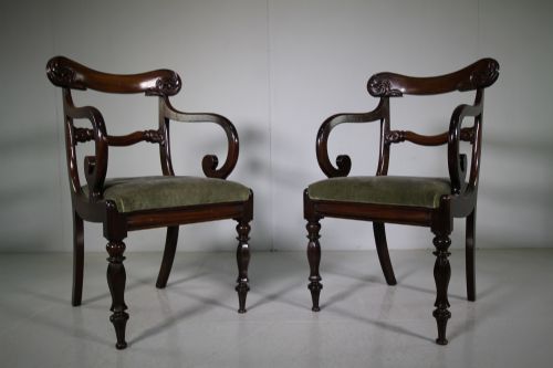 Pair of English William IV Antique Mahogany Armchairs