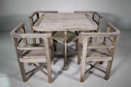 1930'S Heals Teak Garden Dining Table & Chairs.