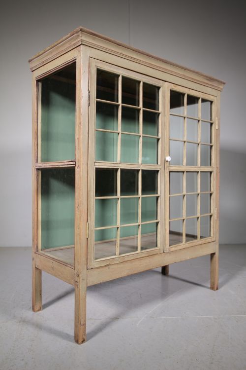 Original Painted Pine Antique Glazed Cupboard