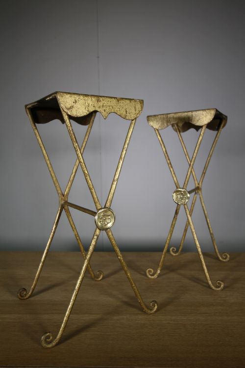 Pair of 19th Century Antique Irish Gilt Iron Stands /Tables