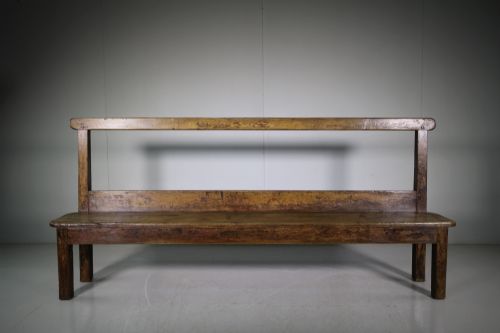 Early 19th Century Antique Painted Pine Hall Bench
