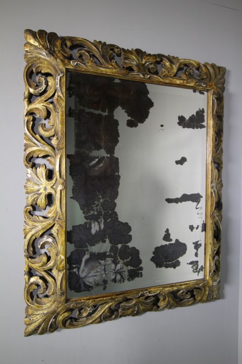 19th Century Antique Gilt Mirror with Wonderful Plate