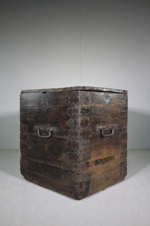 Early 18th Century Antique Oak Iron Bound Chest