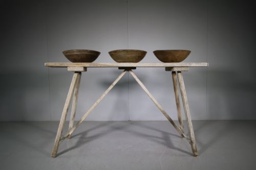 19th Century Bleached Oak Antique Serving Table