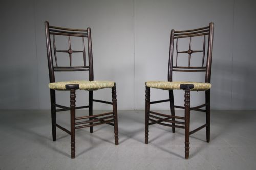 Pair 19th Century Antique William Morris Sussex Dining Chairs
