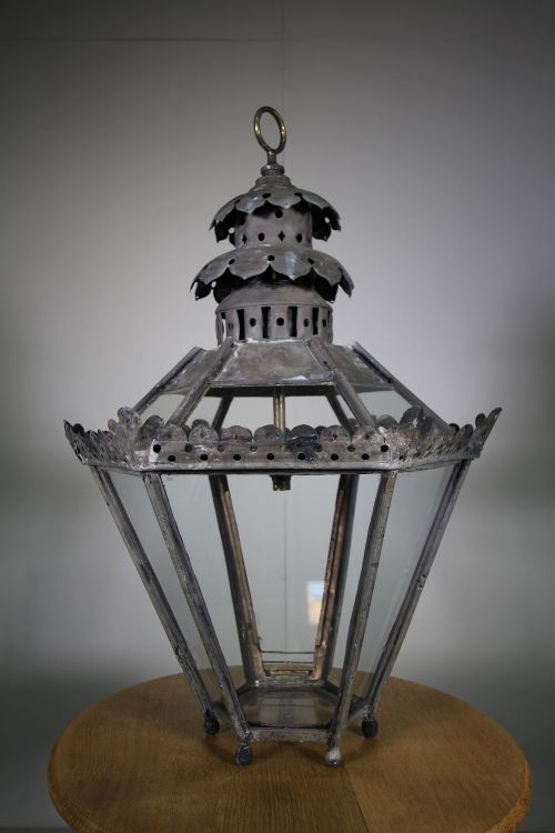 Fabulous Large Hexagonal Antique Copper Lantern