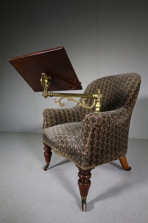 Quality English Antique Upholstered Reading Armchair