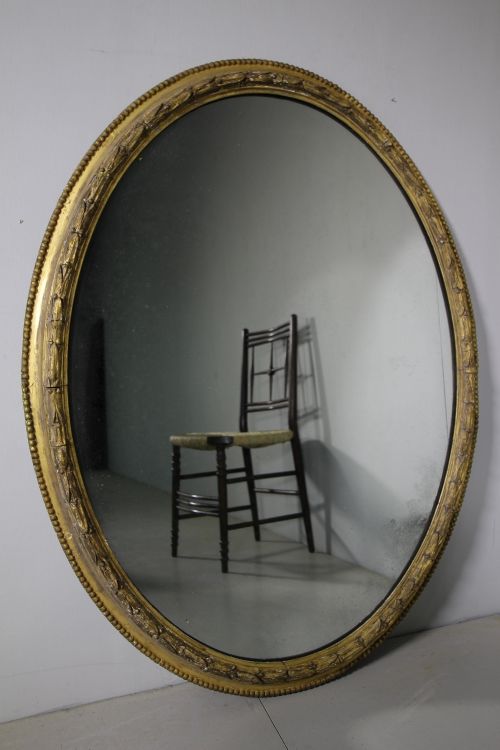 Large Georgian Oval Antique Gilt Mirror