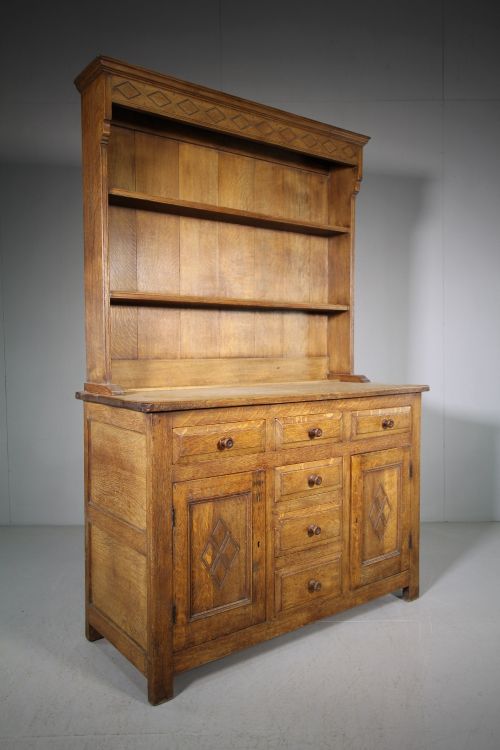 Heals Edwardian Antique Oak Dresser - Labelled