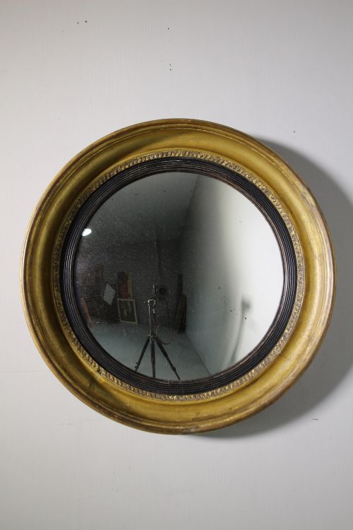 Large Georgian Antique Gilt Convex Mirror