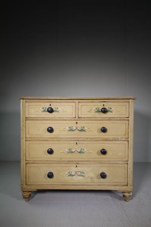 English Antique Painted Pine Chest of Drawers
