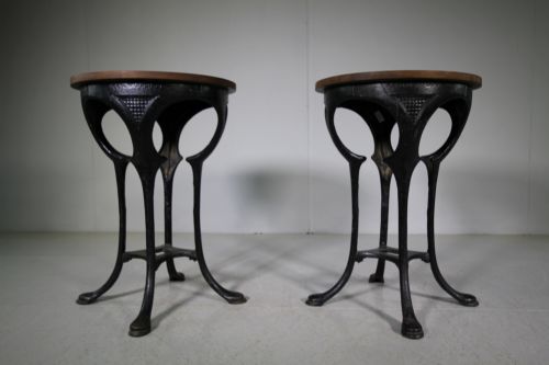 Pair of Edwardian Antique Cast Iron Tables in Archibald Knox Manner