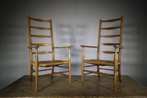 1930'S Heals Ladderback Armchairs
