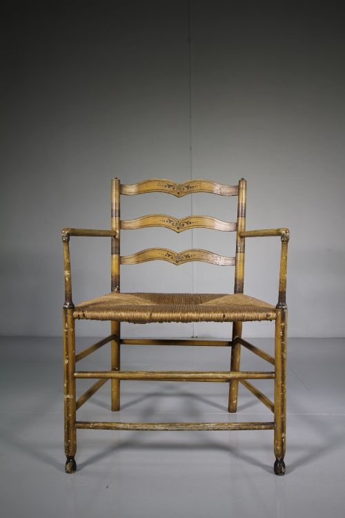 Regency Antique Armchair in Original Simulated Bamboo Paint