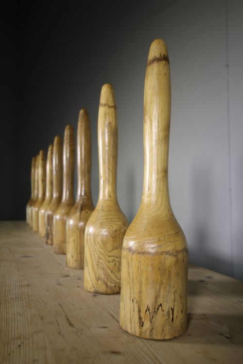 Set of Nine 19th Century Antique Elm Skittles