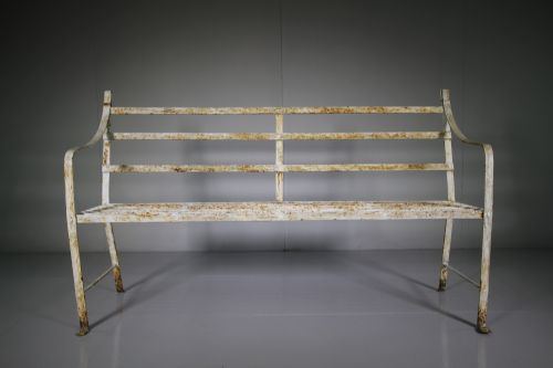 Regency Antique Wrought Iron Garden Bench Seat