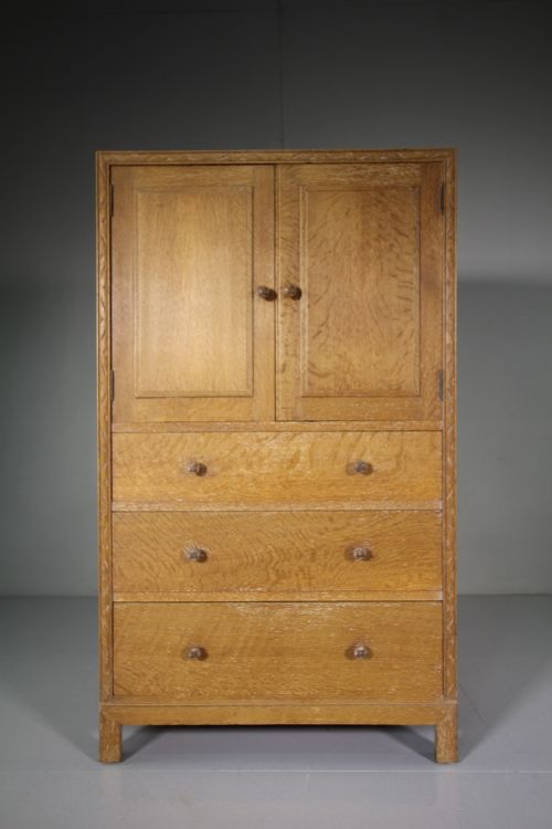 Edwardian Antique Oak Tall Boy Cupboard by Heals