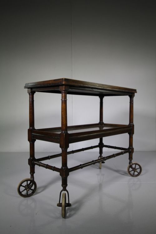 English Edwardian Antique Mahogany Trolley