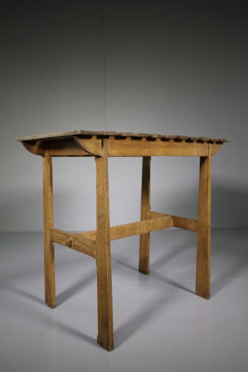 19th Century Antique Slatted Oak Laundry Table