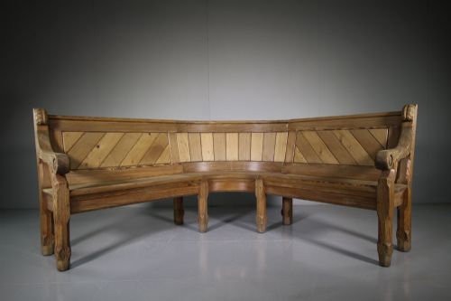 Large 19th Century Antique Pine Corner Bench Seat - Splits