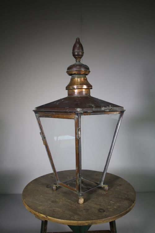 Tall English Antique Copper Lantern