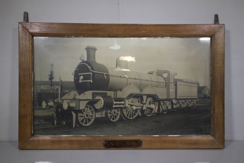 Huge 19th C Antique Steam Locomotive Framed Photograph