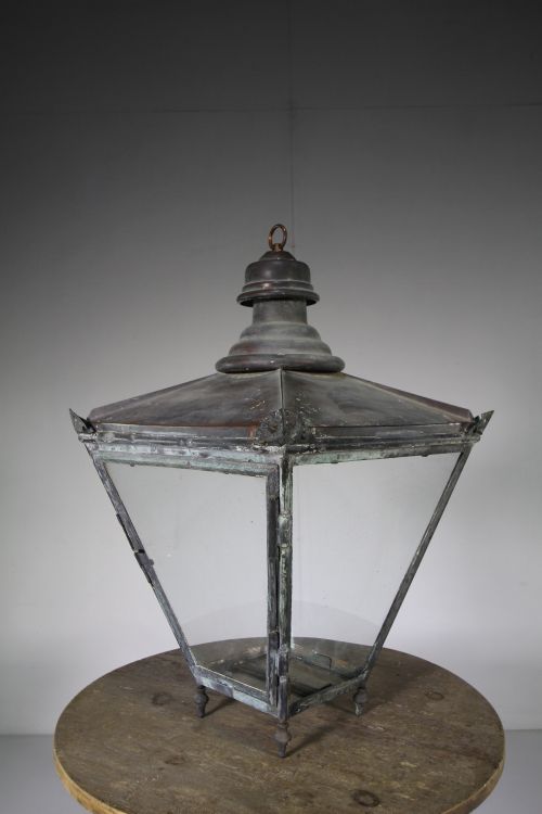 Large English Antique Copper Hanging Lantern