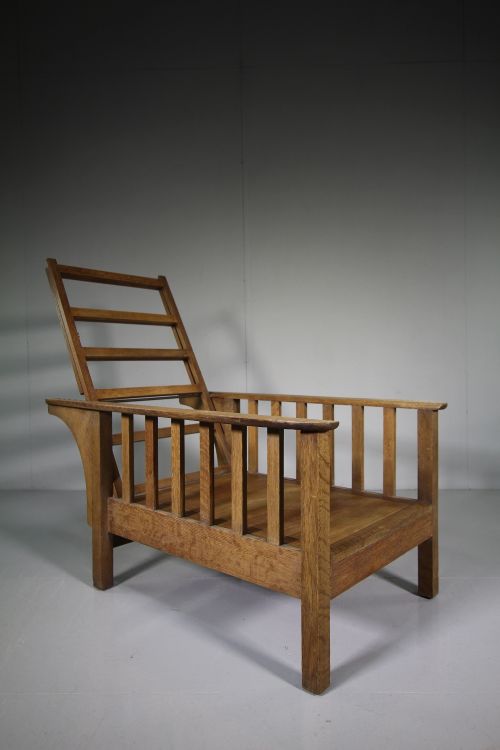 Large Heals 1920'S Oak Reclining Library Chair