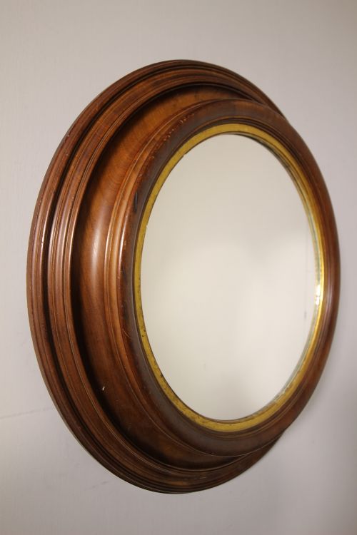 19th Century Large Antique Walnut Circular Mirror
