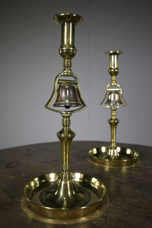 Pair of 19th Century Antique Tavern Bell Candlesticks