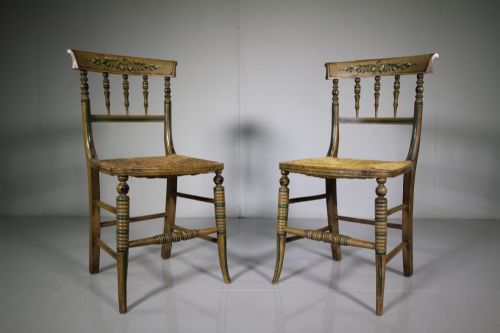 Pair of Original English Antique Painted Side Chairs