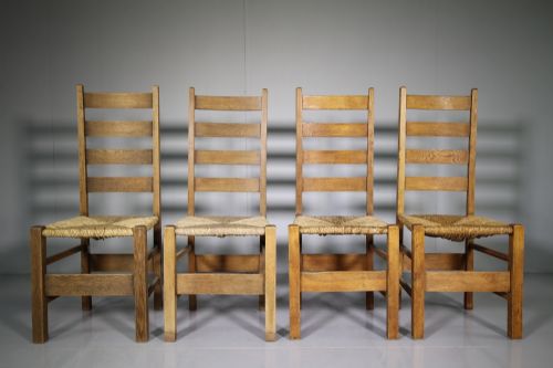 Set of Four Letchworth Heals Antique Oak Dining Chairs