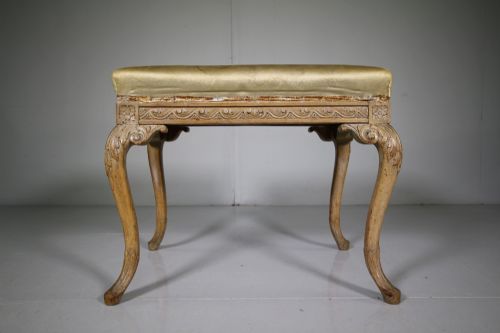19th Century English Antique Carved Pine Footstool

