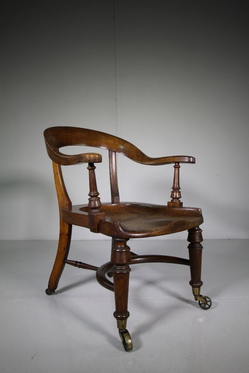 English Deep Seated Antique Oak Library Armchair