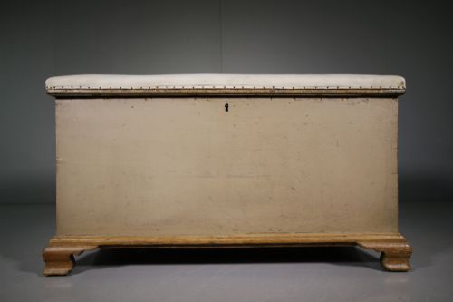 Georgian Antique Original Painted Pine Bedding Box