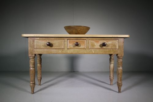 English 19th Century Antique Painted Pine Serving Table