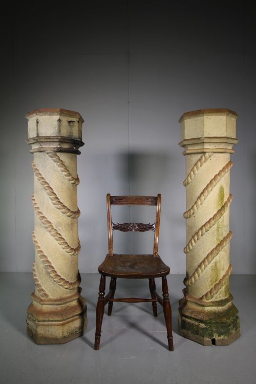 Pair of Amazing Tall 19th Century Antique Chimney Pots