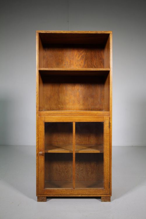 1920'S Heals of London Oak Glazed Cabinet