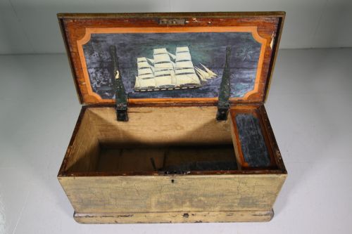 Original Antique Painted Pine Seamans Chest
