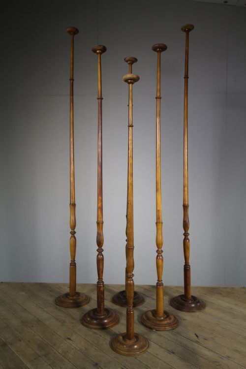 Collection of Six Antique Treen Hat Display Stands